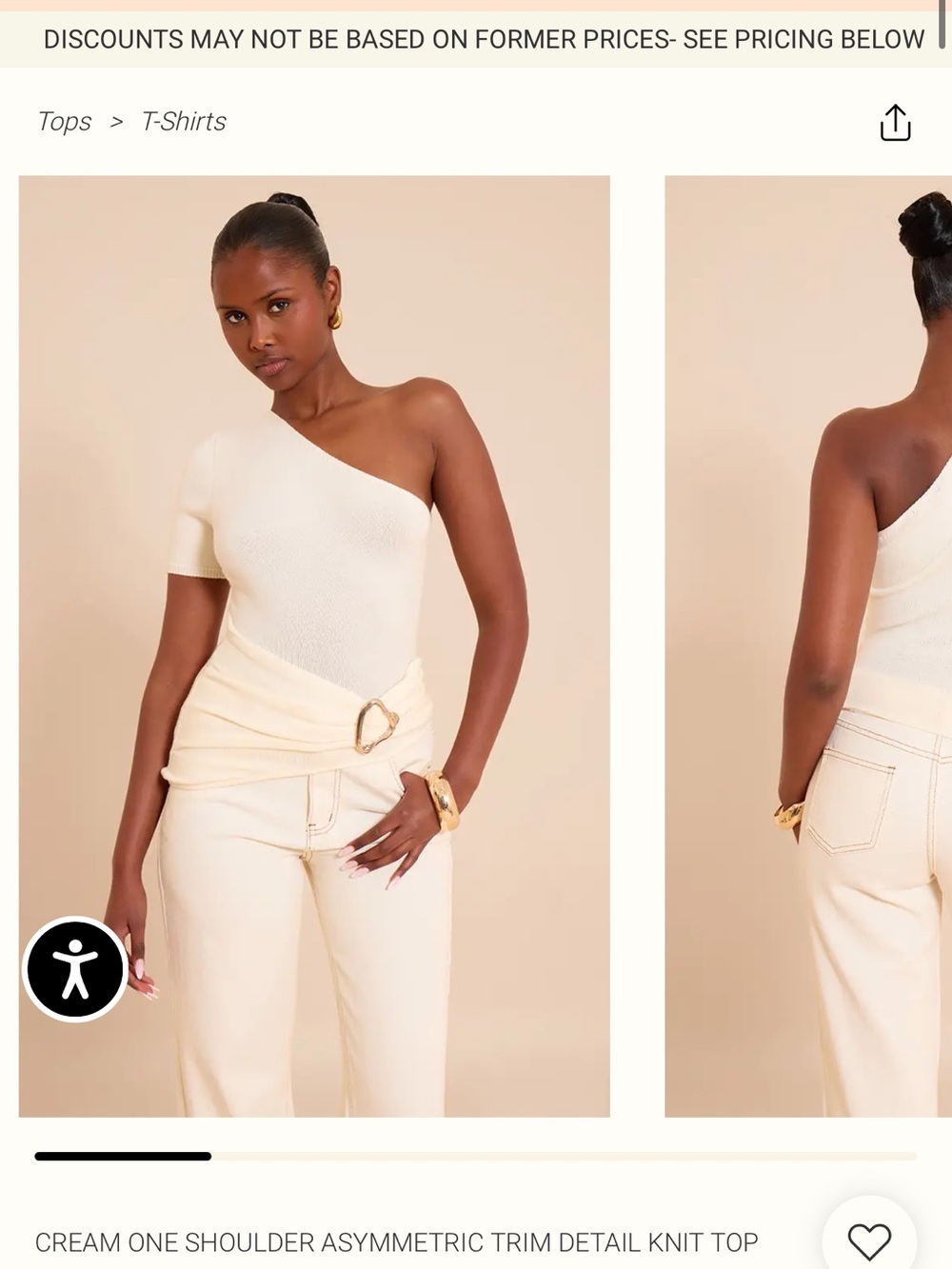 PrettyLittleThing Cream One-Shoulder Asymmetric Knit Top